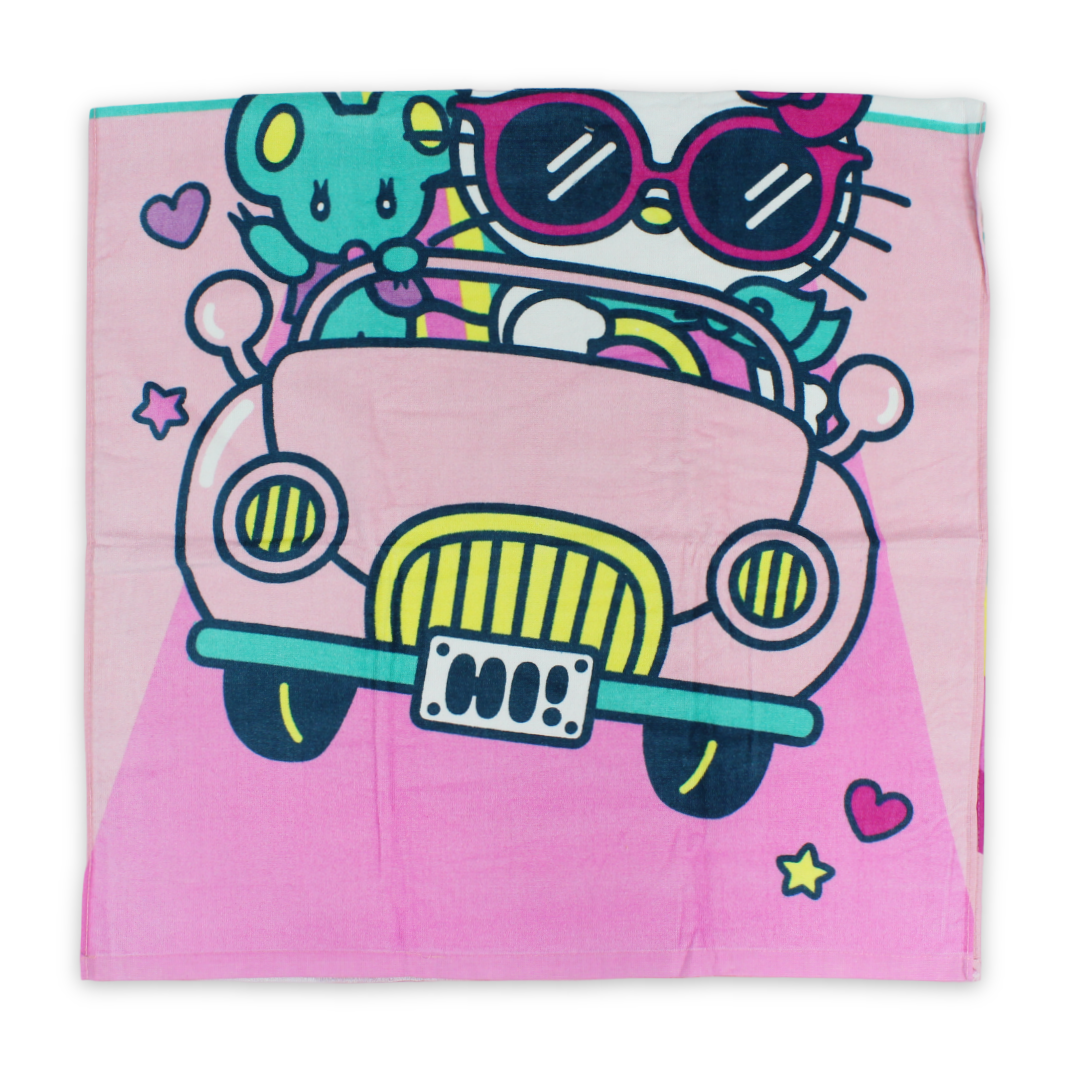 Girls Beach Towel – Pink with Hello Kitty Print
