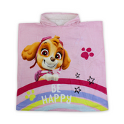 Girls Poncho – Pink with "Be Happy" Print