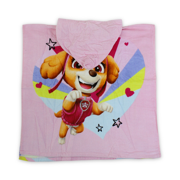 Girls Poncho – Pink with "Be Happy" Print