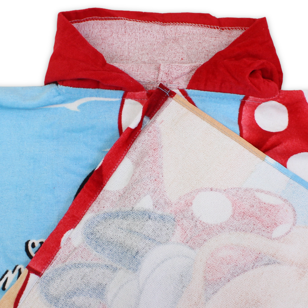 Girls Poncho – Blue with Minnie Mouse Print