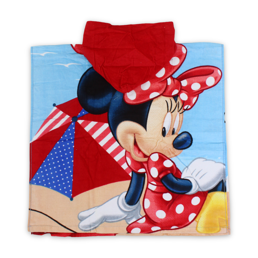 Girls Poncho – Blue with Minnie Mouse Print