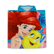 Girls Poncho – Multicolor with Ariel and Flounder Print