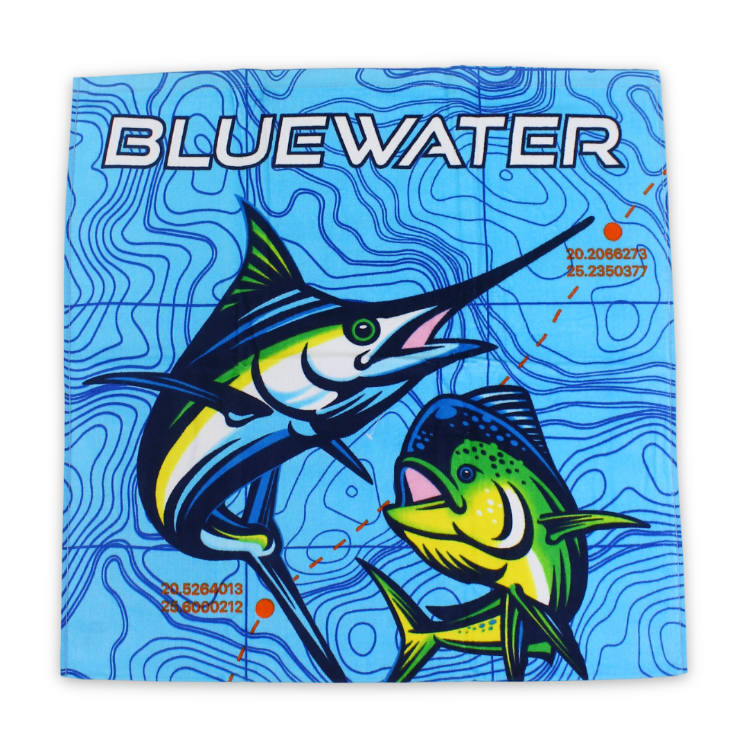 Boys Beach Towel – Baby Blue with Fish Print - Clothing - Konooz