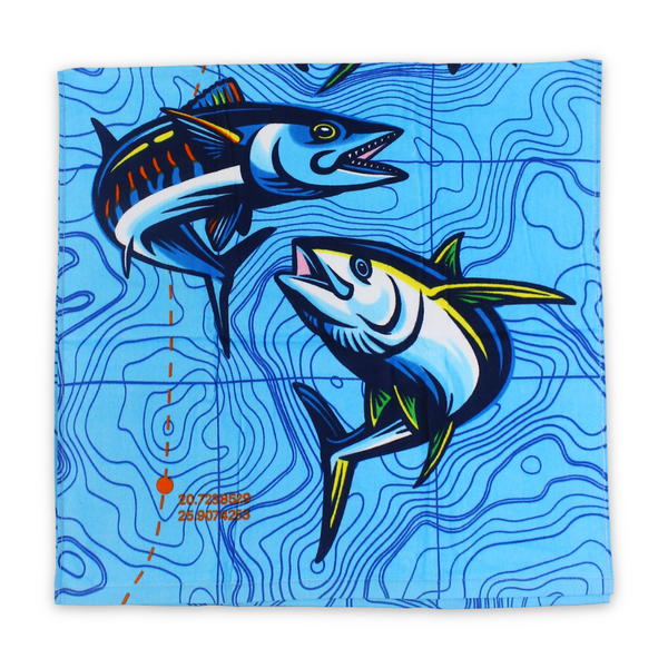 Boys Beach Towel – Baby Blue with Fish Print