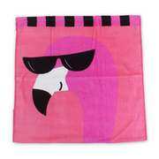 Girls Beach Towel – Pink with Flamngo Print