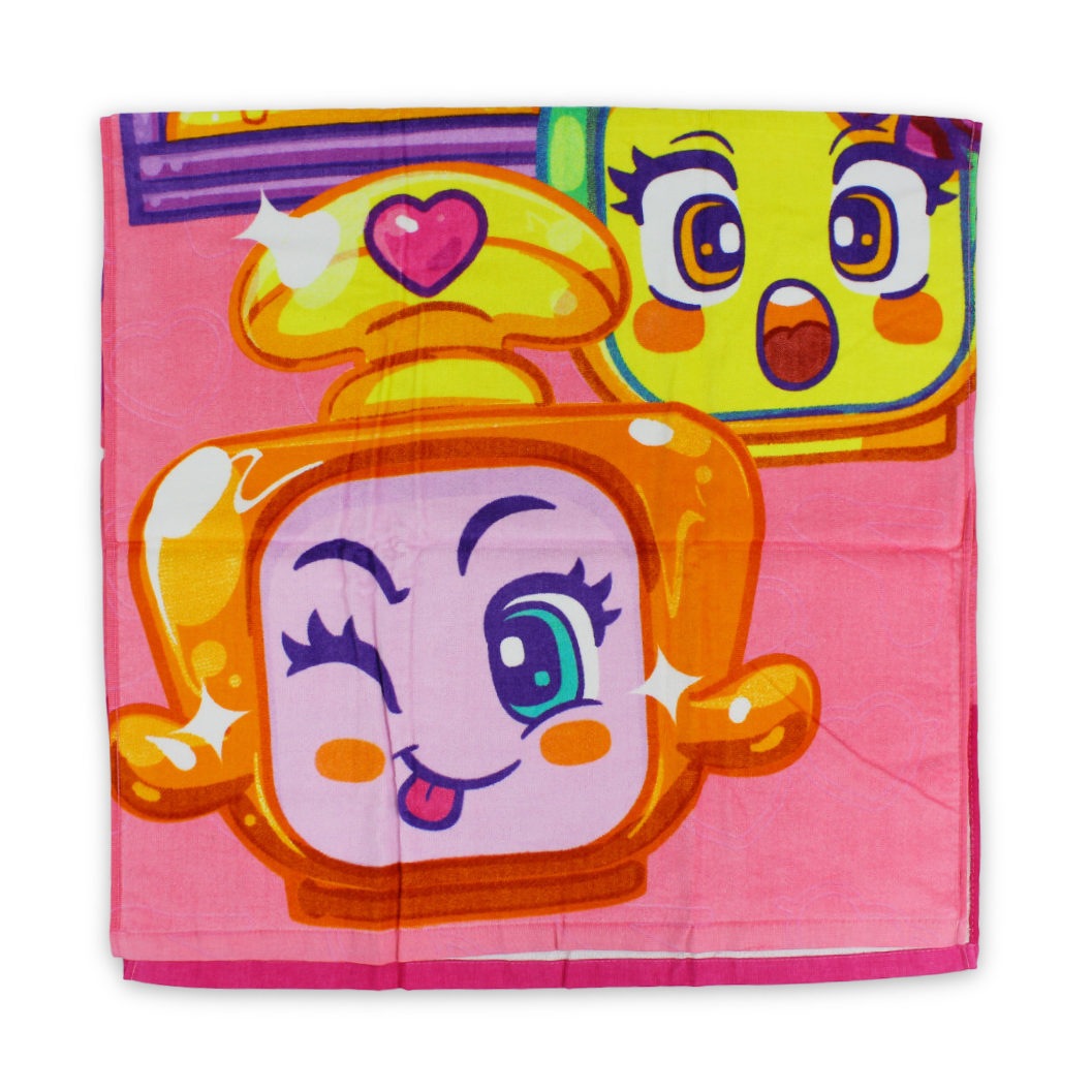 Girls Beach Towel – Pink with Miss Pops Print