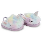 Girls Fur Slippers – Purple with Unicorn Design