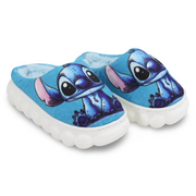 Girls Fur Slippers – Blue with Stitch Design