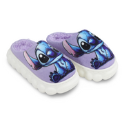 Girls Fur Slippers – Purple with Stitch Design