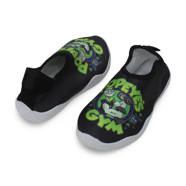 Boys Rubber Water Shoes – Black Popeye the Sailor Print