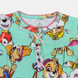 Baby Girls Cotton Romper – Mint Green with Paw Patrol Print