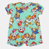 Baby Girls Cotton Romper – Mint Green with Paw Patrol Print