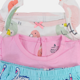 Baby Girls Cotton Outfit Set – Pink with Swan Design
