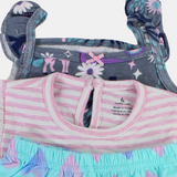 Baby Girls Cotton 3-Piece Outfit Set – Pink with Stripes and Unicorn Design