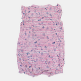 Baby Girls Cotton Romper – Pink Striped with Elephant Print
