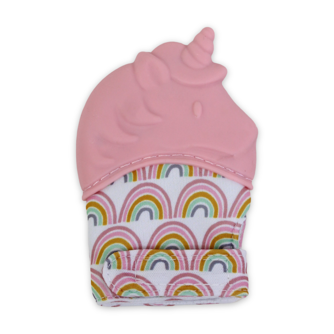 Silicone Baby Teether Gloves – Pink Unicorn - Baby Essentials - Bella Bambino