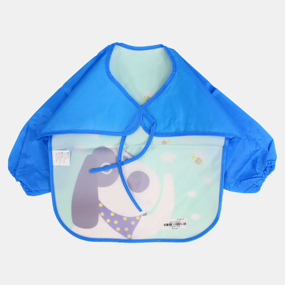 Baby Long-Sleeved Bib – Mint with Dog Design