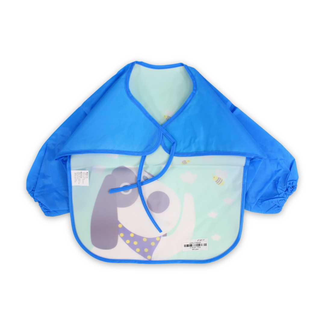 Silicone Long-Sleeved Baby Bib – Mint with Dog Design