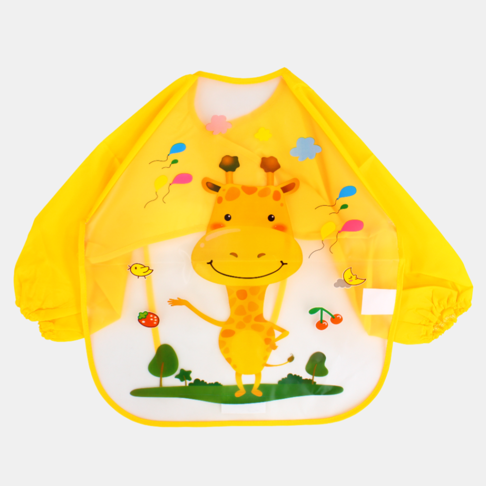 Baby Long-Sleeved Bib – Yellow Giraffe with Design