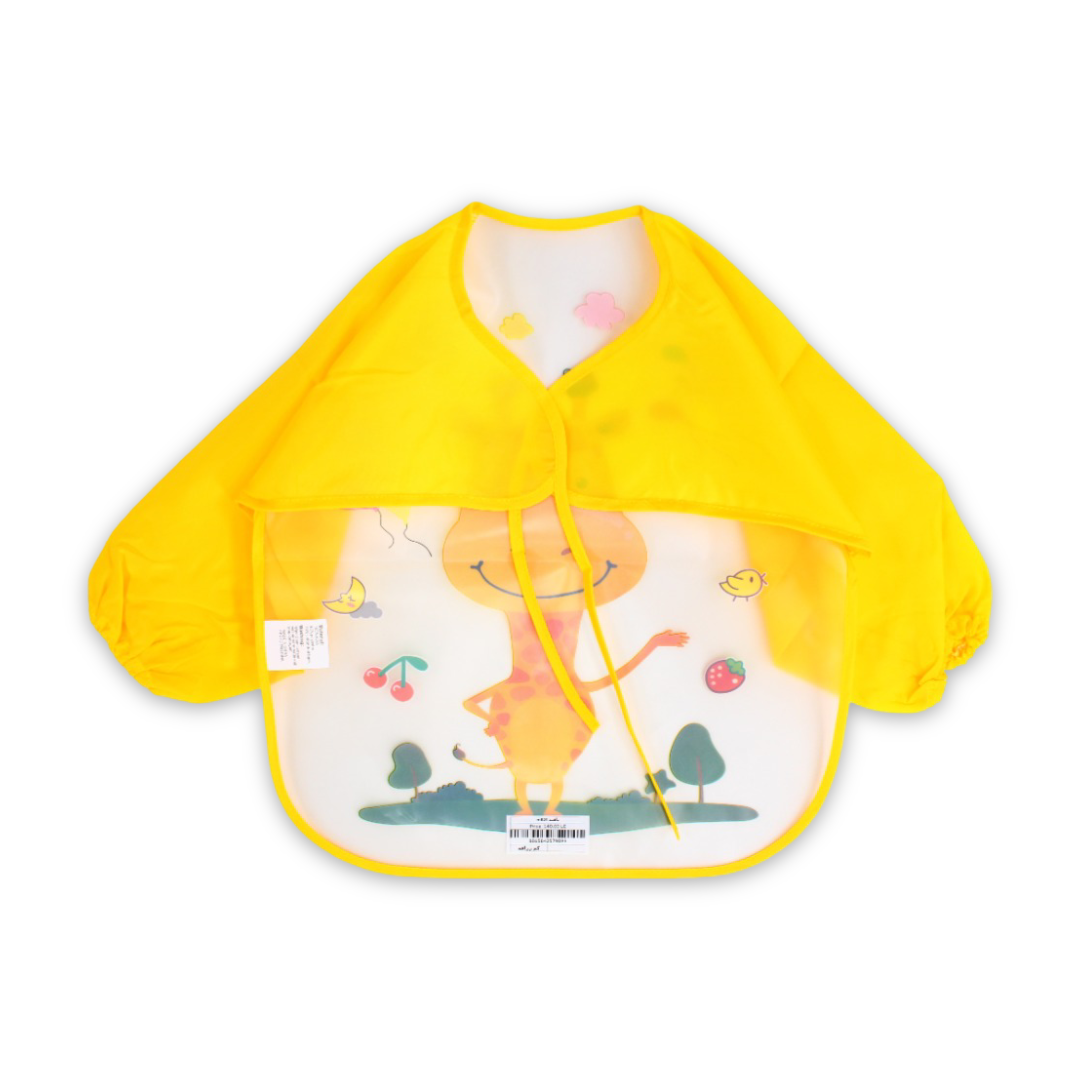 Silicone Long-Sleeved Baby Bib – Yellow Giraffe with Design