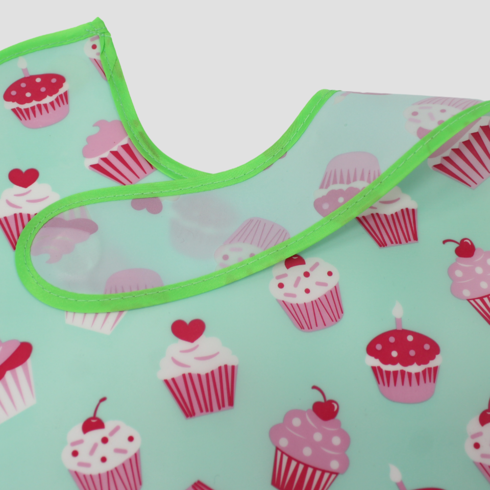 Cupcakes PVC Baby Bib – Soft, Lightweight & Mess-Free