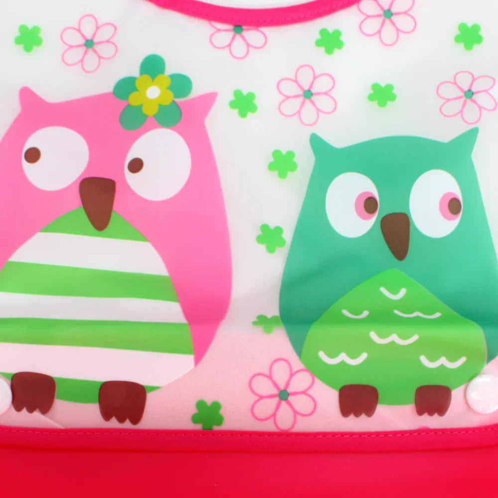 Baby Bib – Pink with Owl Design