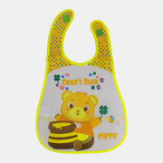 Baby Bib – Yellow with Honey Eating Bear Design