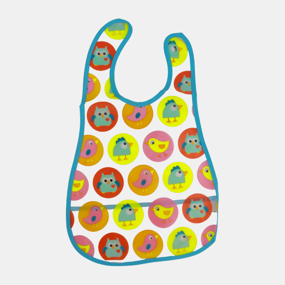 Baby Bib – White with Cute Birds Design