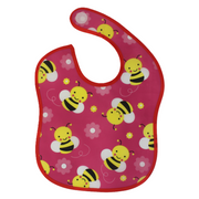 Waterproof Plastic Baby Bib – Fuchsia with Bees Print