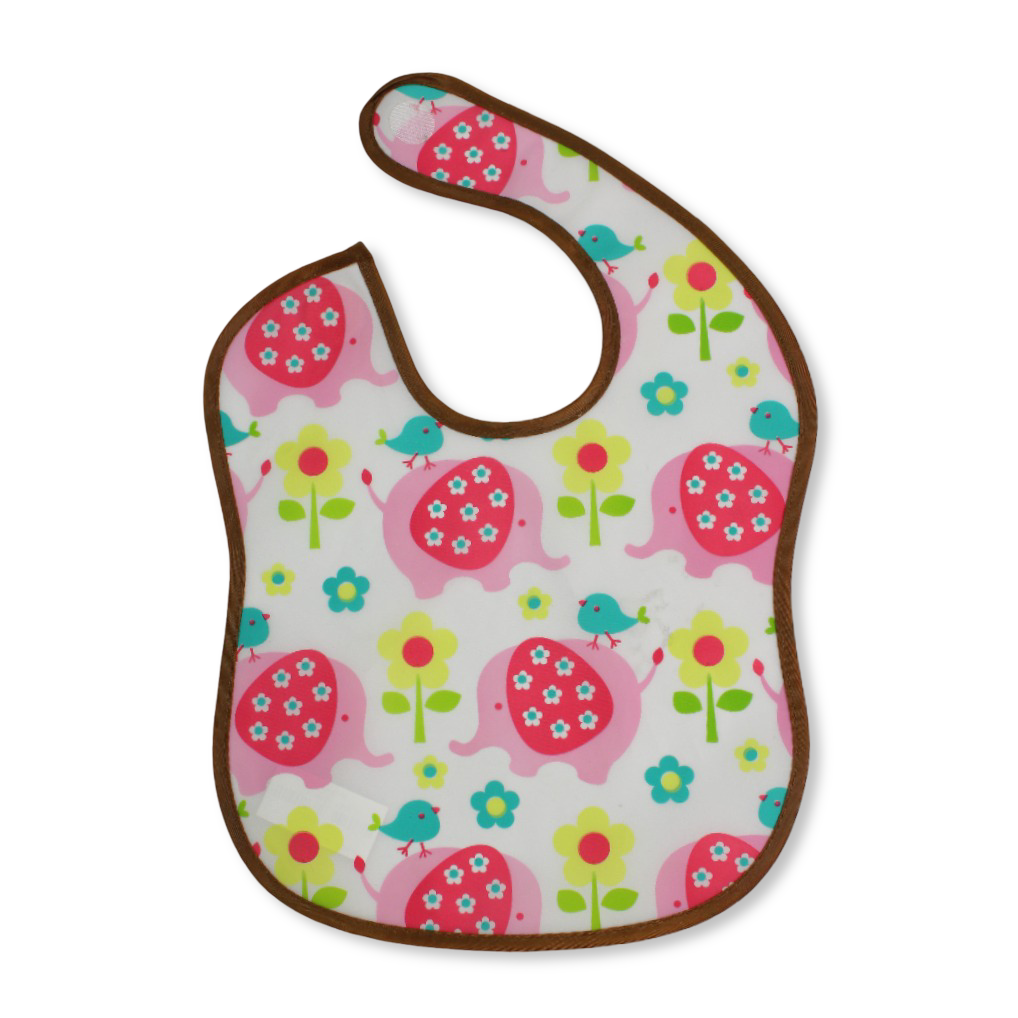 Cotton Bib White with Elephant Print – Pack of 2 - Baby Essentials - Bella Bambino