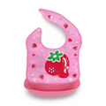 Silicone Baby Bib with Food-Catching Pocket – Pink with Strawberry Print