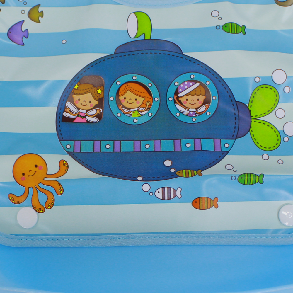 Baby Bib – Blue with Submarine Design