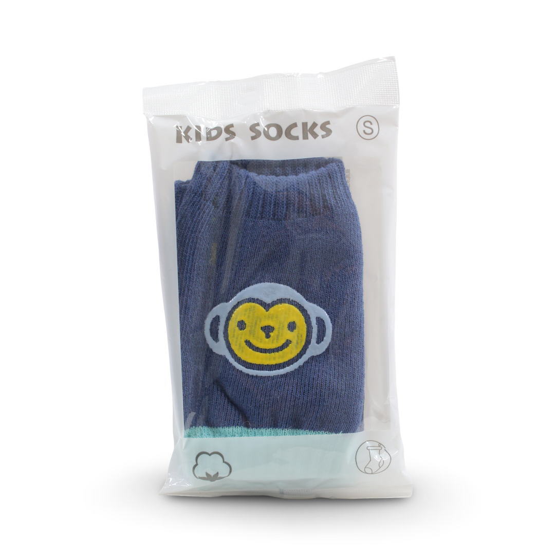 Baby Crawling Knee Pads – Indigo with Monkey