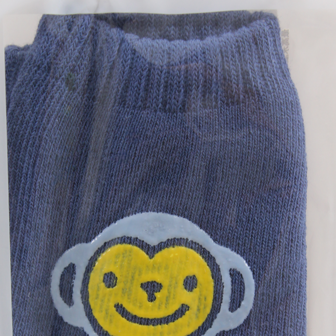Baby Crawling Knee Pads – Indigo with Monkey