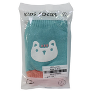 Kids Socks Knee – Mint with Cat Print