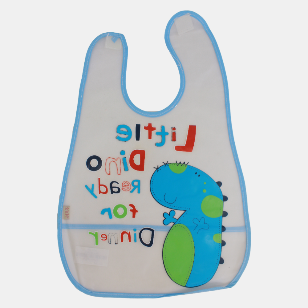 Baby Bib – White with Cute Dino Design
