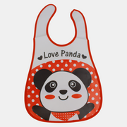 Baby Bib – White/Red with Cute Panda Design