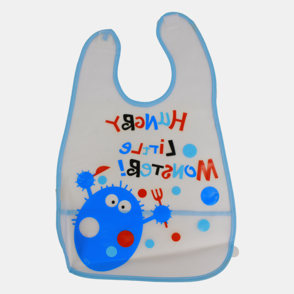 Baby Bib – White with Hungry Little Monster Design
