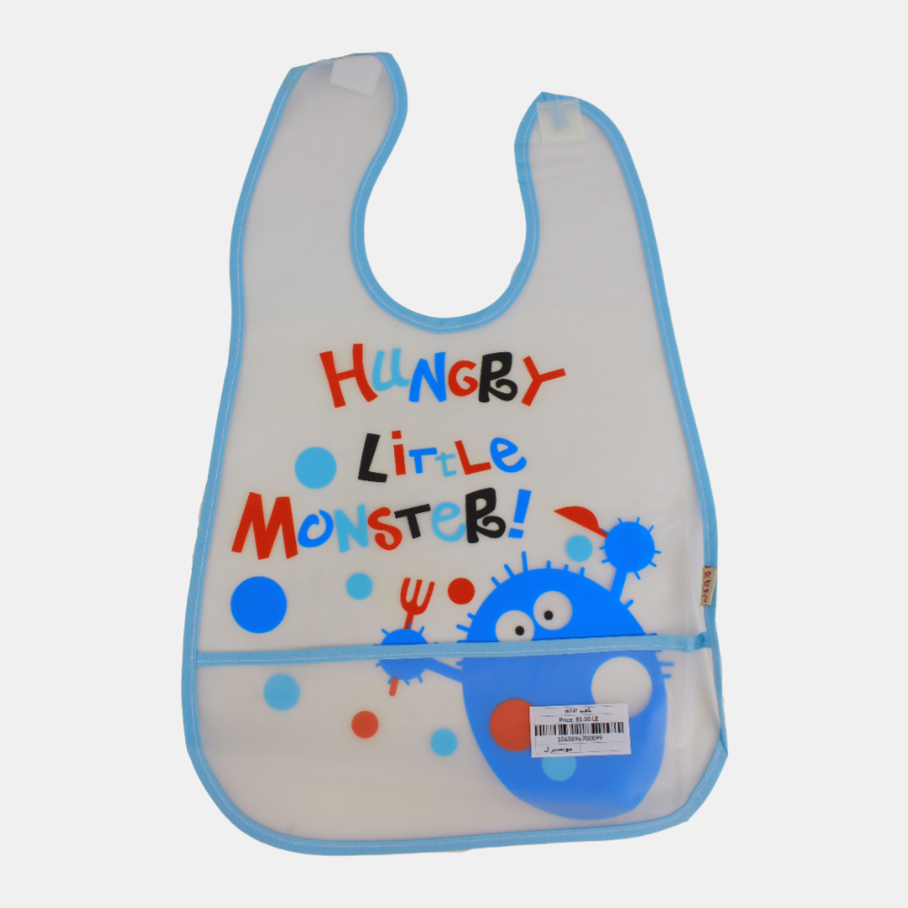 Baby Bib – White with Hungry Little Monster Design