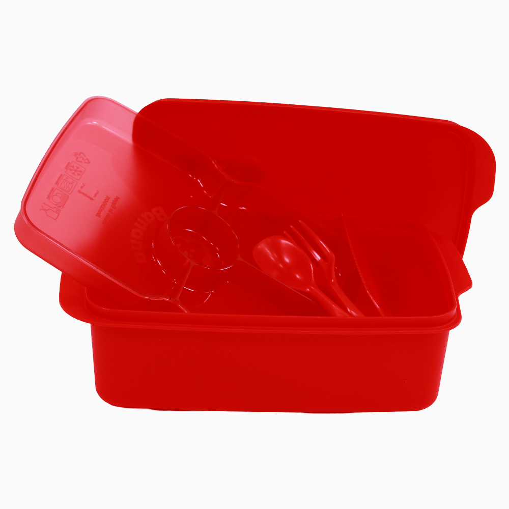 Red Plastic Lunch Box – 1.5L
