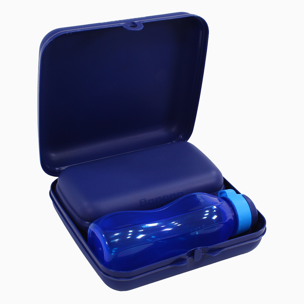 Navy Plastic Lunch Box Set – (5-in-1 Easy Lock)