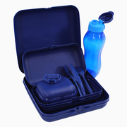Navy Plastic Lunch Box Set – (5-in-1 Easy Lock)