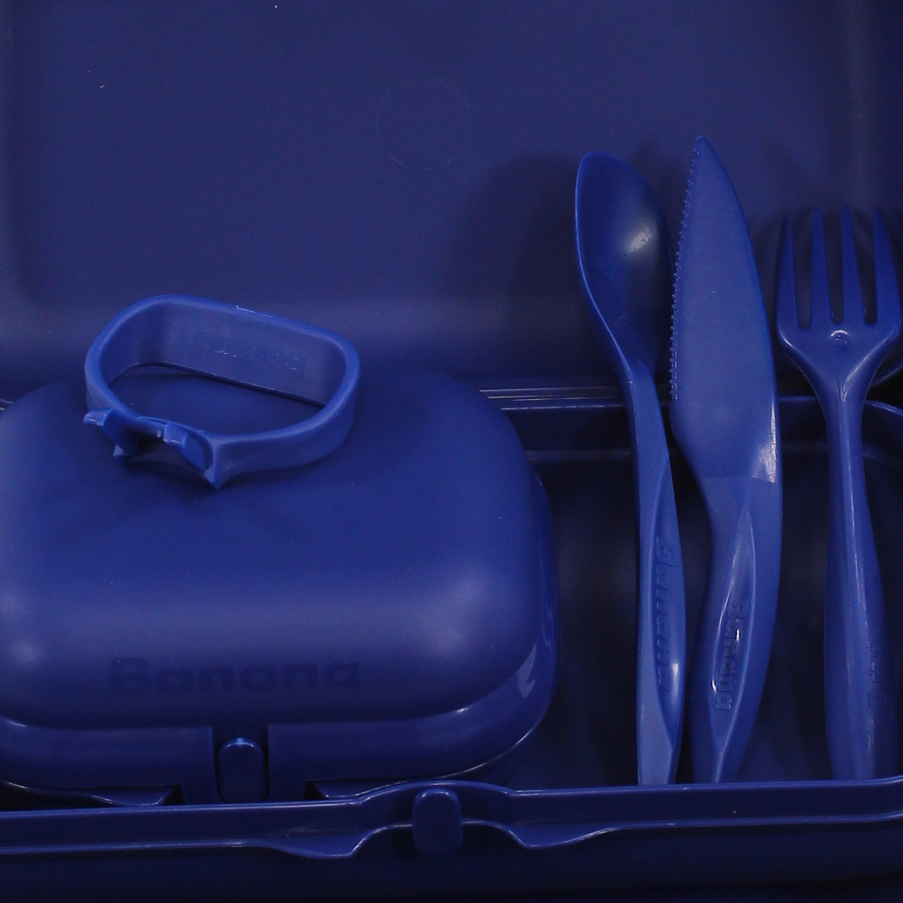 Navy Plastic Lunch Box Set – (5-in-1 Easy Lock)