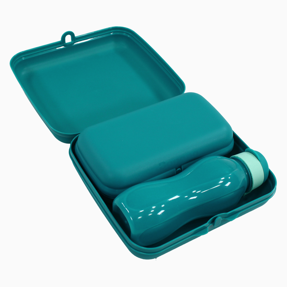Turquoise Plastic Lunch Box Set – (5-in-1 Easy Lock)