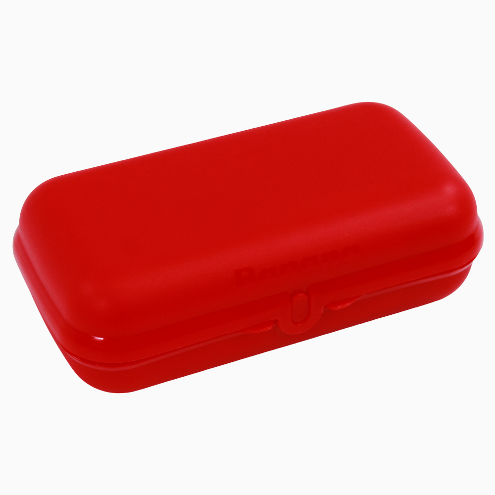 Red Plastic Lunch Box Set – (3-in-1 Easy Lock)