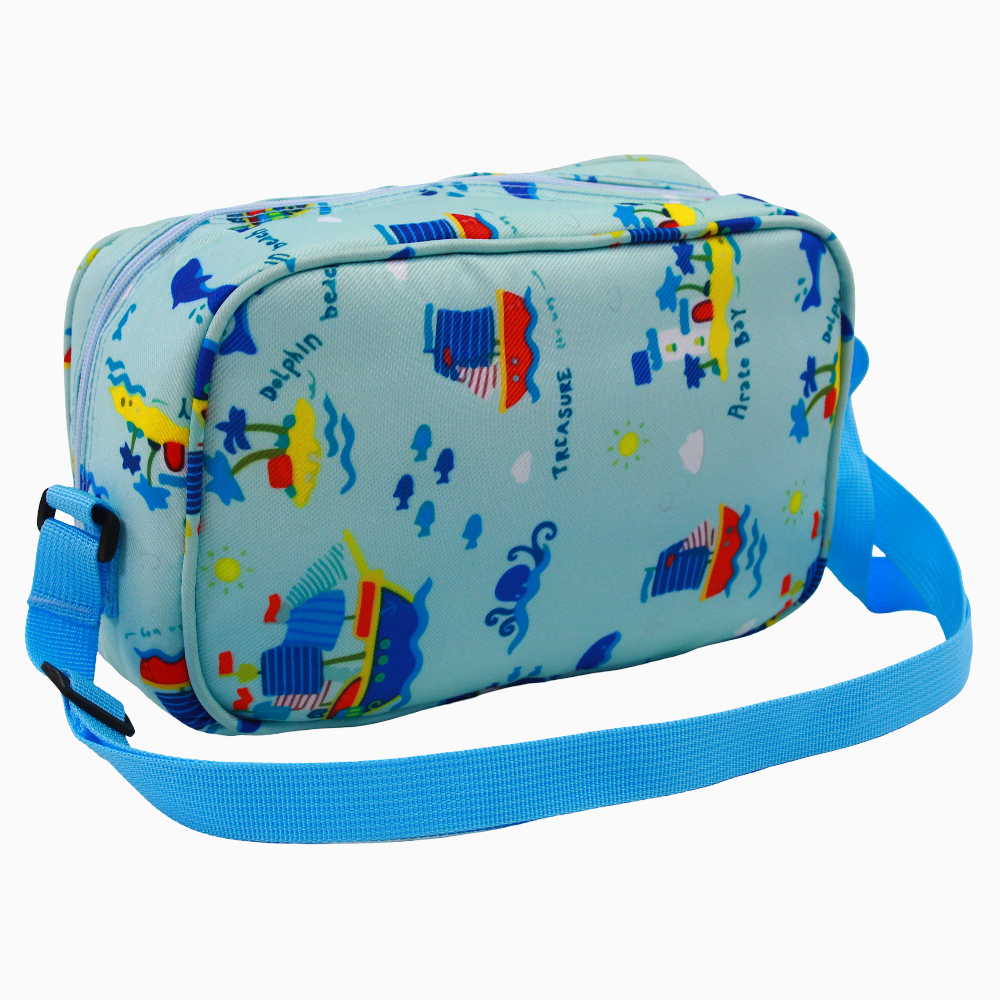 Fabric Lunch Bag – Aqua with Boats Design