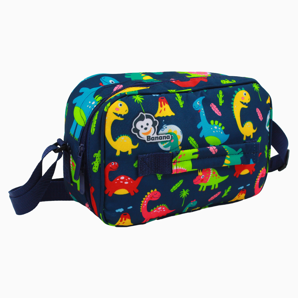 Fabric Lunch Bag – Navy with Dinos Design