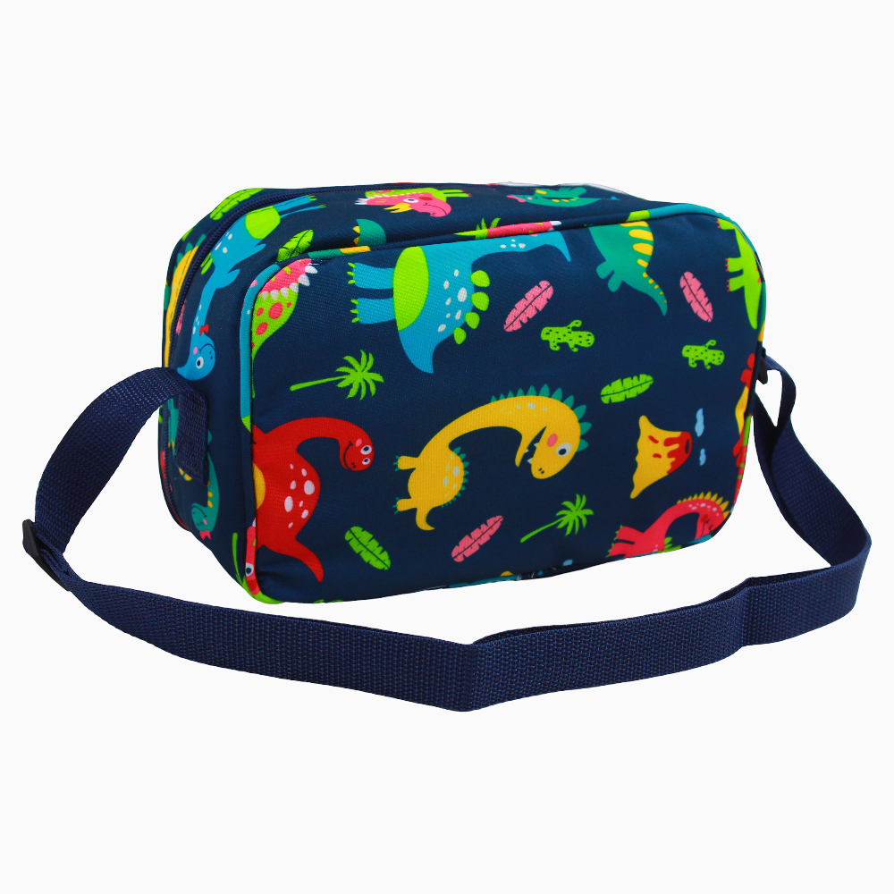 Fabric Lunch Bag – Navy with Dinos Design
