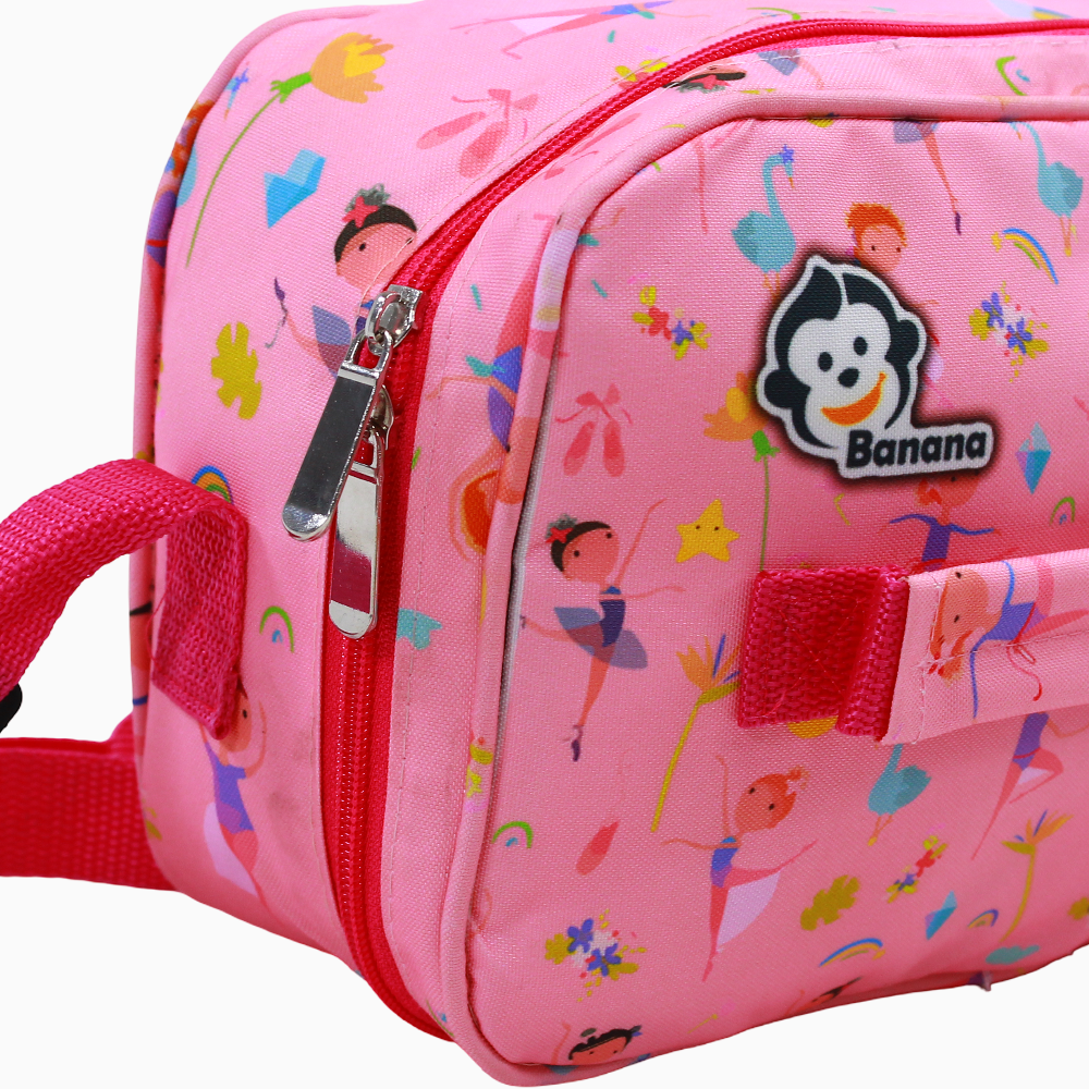 Fabric Lunch Bag – Pink with Dancing Ballerina Design