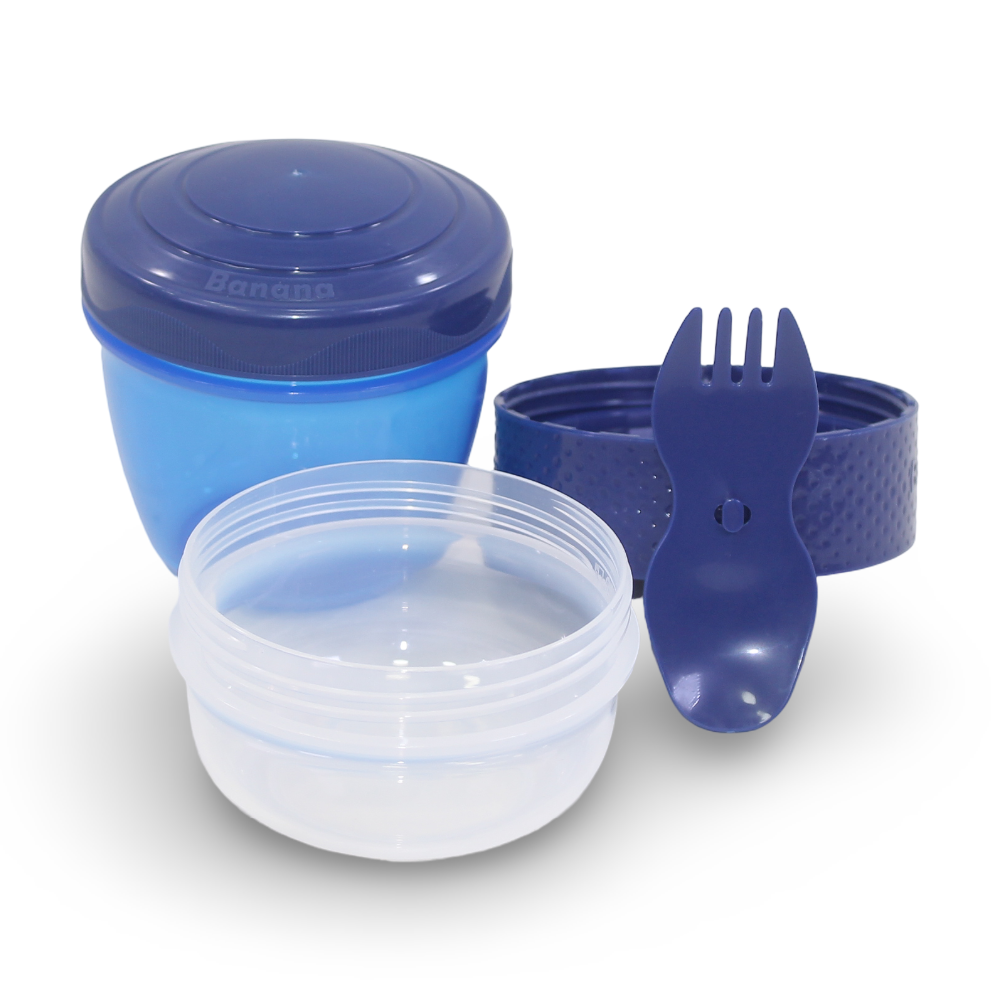 Happy Cup with Lid and Fork for Snacks - Navy (500 ml)